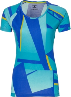 FUZEX PRINTED SS TOP, Shatter Arctic Aqua