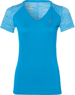 FUZEX V-NECK SS TOP, Diva Blue