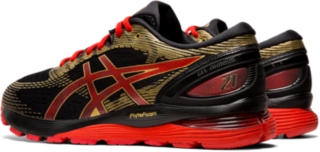 asics gel nimbus 21 black red