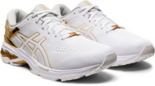 Men's | GEL-KAYANO™ 26 PLATINUM | WHITE/PURE GOLD | Running Shoes | ASICS