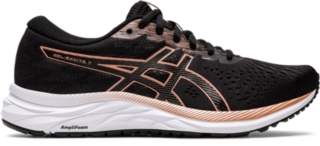 black and rose gold tennis shoes