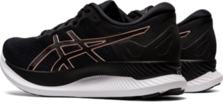 black and rose gold running shoes