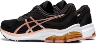black and rose gold asics