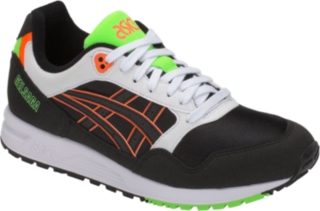 asics gel saga black shocking orange