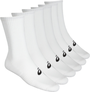 Front Top view of 6PPK CREW SOCK, REAL WHITE