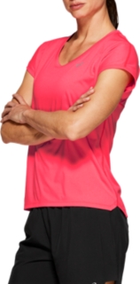 Front Top view of CAPSLEEVE TOP, LASER PINK HEATHER