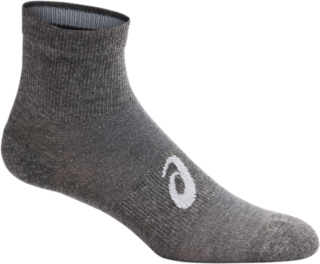 Front Top view of 3PPK QUARTER SOCK, HEATHER GREY