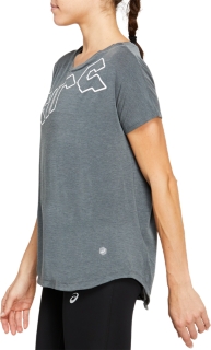 Side view of SPORT PRINT OS TEE, DARK GREY HEATHER/BRILLIANT WHITE