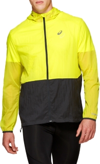 Front Top view of PACKABLE JACKET, SOUR YUZU/GRAPHITE GREY