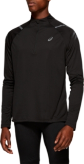 Front Top view of ICON LS 1/2 ZIP, PERFORMANCE BLACK