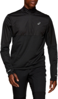 Front Top view of WINDBLOCK 1/2 ZIP, PERFORMANCE BLACK