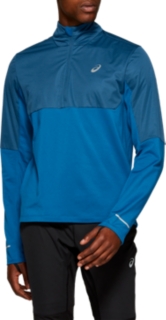 Front Top view of WINDBLOCK 1/2 ZIP, MAKO BLUE / DEEP SAPPHIRE