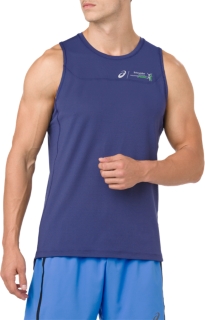 Front Top view of COOL SINGLET PM, INDIGO BLUE