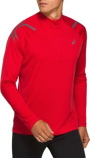 Front Top view of ICON LS 1/2 ZIP TOP, CLASSIC RED