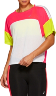Front Top view of STYLE TOP, BRILLIANT WHITE / LASER PINK