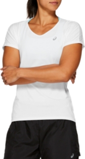 Front Top view of V-NECK SS TOP, BRILLIANT WHITE