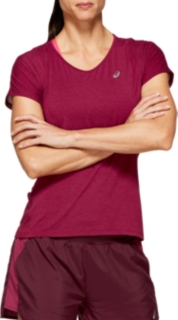 Front Top view of V-NECK SS TOP, CHILI FLAKE