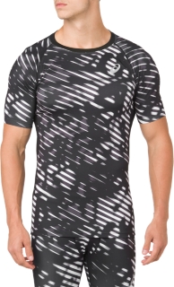Front Top view of ASICS BASE LAYER G SS TOP, PERFORMANCE BLACK