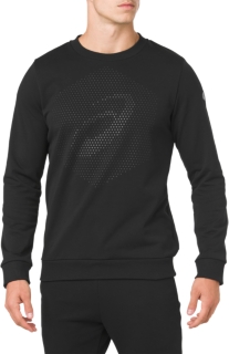 Front Top view of ESSENTIAL FRENCH TERRY GPX LS CREW TOP, PERFORMANCE BLACK