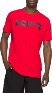 Front Top view of M TRAINING POWER SS TOP, CLASSIC RED/PERFORMANCE BLACK