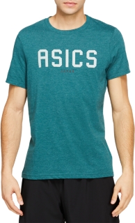 Front Top view of NEW JAPAN TEE, EVERGLADE HEATHER/LICHEN ROCK