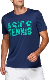 Front Top view of PRACTICE SS TOP, BLUE EXPANSE