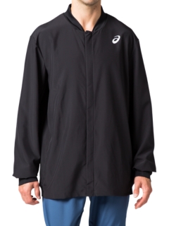 Front Top view of CLUB M WVN JACKET, PERFORMANCE BLACK