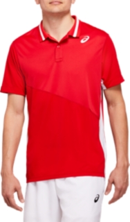Front Top view of CLUB M POLO SHIRT, CLASSIC RED