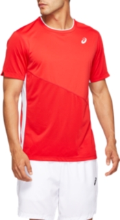 Front Top view of CLUB M TEE, CLASSIC RED