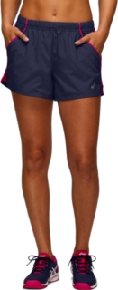 Front Top view of PRACTICE W SHORT, PEACOAT/PINK GLO