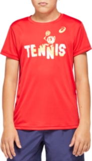 Front Top view of TENNIS B GRAPHIC T, CLASSIC RED