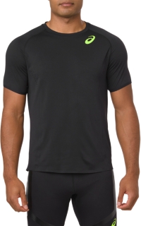 Front Top view of MOVING SS TOP, PERFORMANCE BLACK/HAZARD GREEN