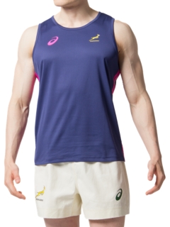 Front Top view of SB TRAINING SLEEVELESS REPLICA, INDIGO BLUE