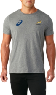 Front Top view of SB TRAVEL TEE REPLICA, STONE GREY HEATHER