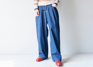 STRIPED DENIM PANTS