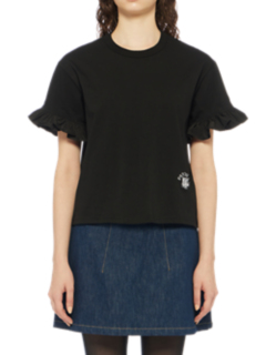 【新品】PATOU × onitsuka フリル袖 黒 Tシャツ WOMEN'S T-SHIRT