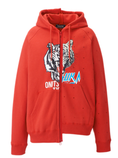 onitsuka tiger used加工zip hoodie 22AW 裏起毛