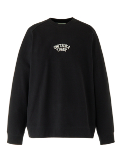 Onitsuka Tiger ブラック ナイロン スウェット M ビッグロゴ SWEAT TOP
