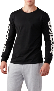 Men S Big Logo Long Sleeve T Shirt Performance Black Long