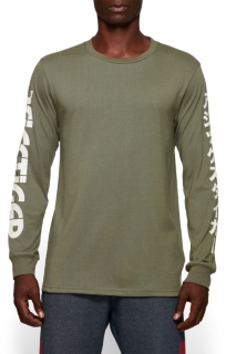 Front Top view of AHQ AT GF LS TEE, MANTLE GREEN