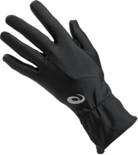 Front Top view of W RUNNING GLOVES, PERFORMANCE BLACK