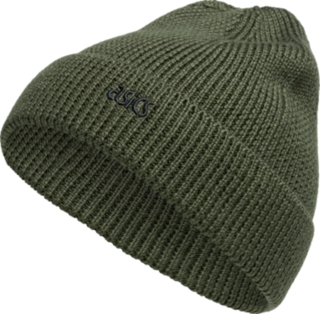 Front Top view of AHQ AT KNIT BEANIE, MANTLE GREEN