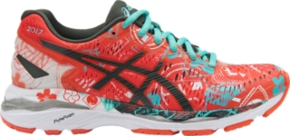 送料無料 GEL-KAYANO23 TOKYO (WOMEN'S) マンダリンレッドxディープフォレストxプールブルー レディース_T696Qの画像